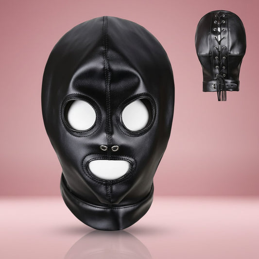 Masque Intégral en Similicuir – Ouvertures Yeux & Bouche | Plaisirs Privés