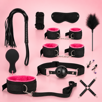 Kit BDSM 11 pièces – Ensemble complet en nylon avec accessoires de bondage