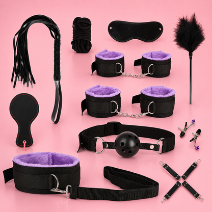 Kit BDSM 11 pièces – Ensemble complet en nylon avec accessoires de bondage