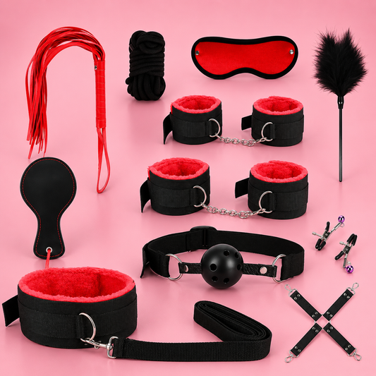 Kit BDSM 11 pièces – Ensemble complet en nylon avec accessoires de bondage