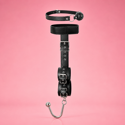 Kit de Bondage avec Crochet, Collier et Menottes BDSM – Plaisirs Privés