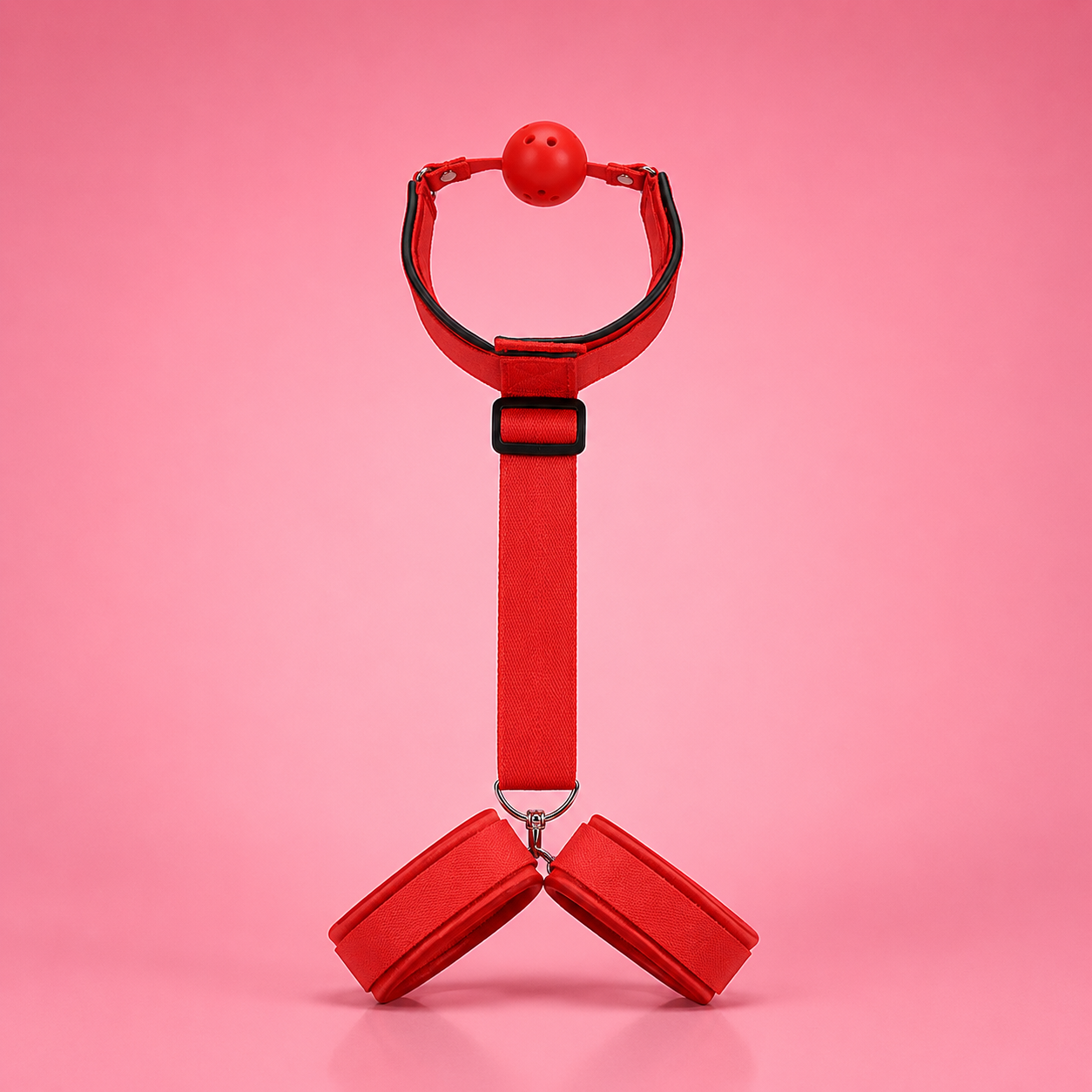 Kit BDSM Menottes & Bâillon à Boule – Ensemble de Bondage Réglable Noir