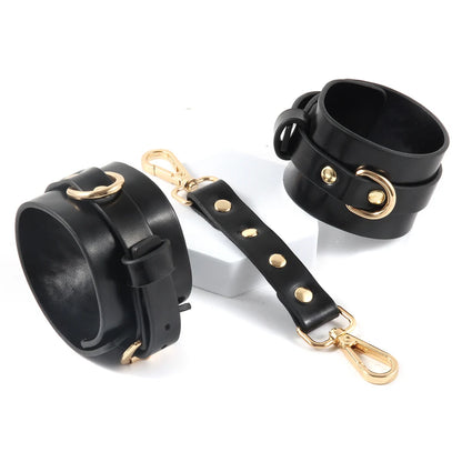 Kit BDSM Premium Cuir 7 Pièces – Menottes, Collier, Bâillon, Masque & Cravache
